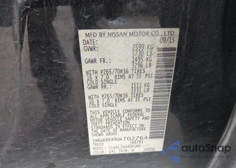 2016 Nissan Frontier Sv from USA, damaged, VIN 1N6AD0ER9GN702764